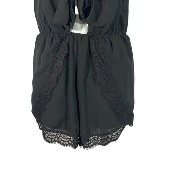 Surf Gyspy Size Small Romper Front Tie Black Sleeveless Lace Trim - Picture 5 of 8
